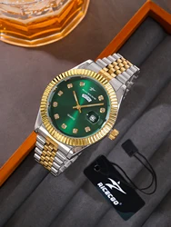 Mens Watches Stainless Steel Calendar Large Dial Fashion Casual Sport Business Round Wrist Watch Calendar Date Male Watchs