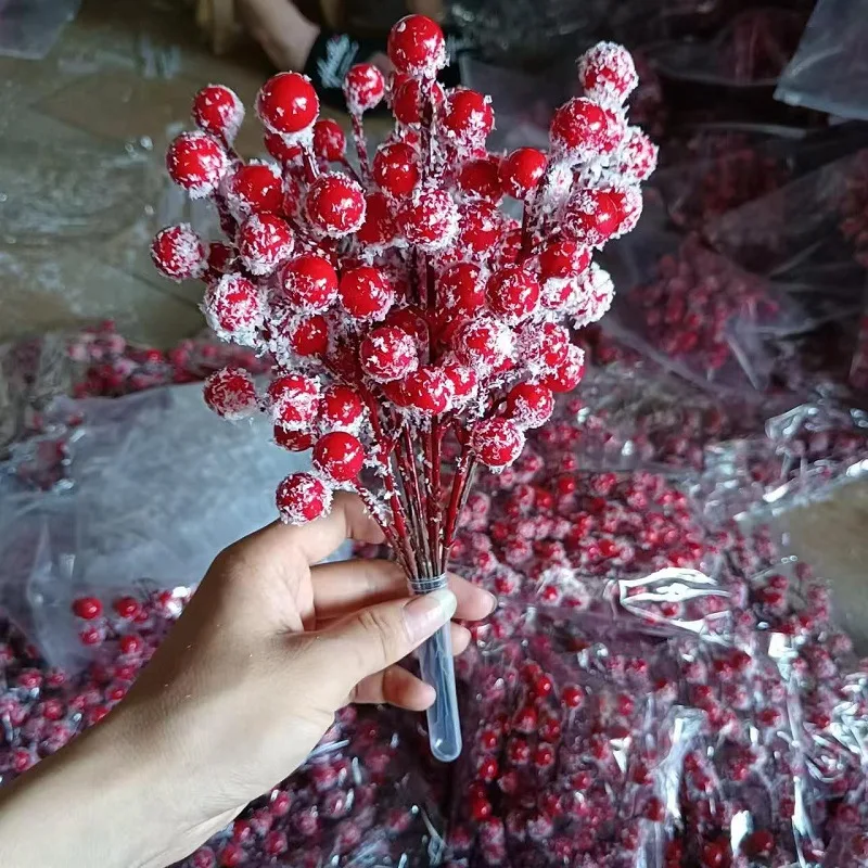 10pcs Simulated Christmas Fruit Red Berry Accessories Home Decoration 12 Forks Foam Red Fruit Wholesale Рождественские Фрукты