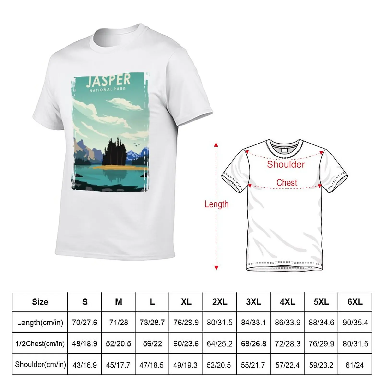 Jasper National Park Vintage Minimal Retro Travel Poster T-Shirt vintage clothes Aesthetic clothing Men's clothing