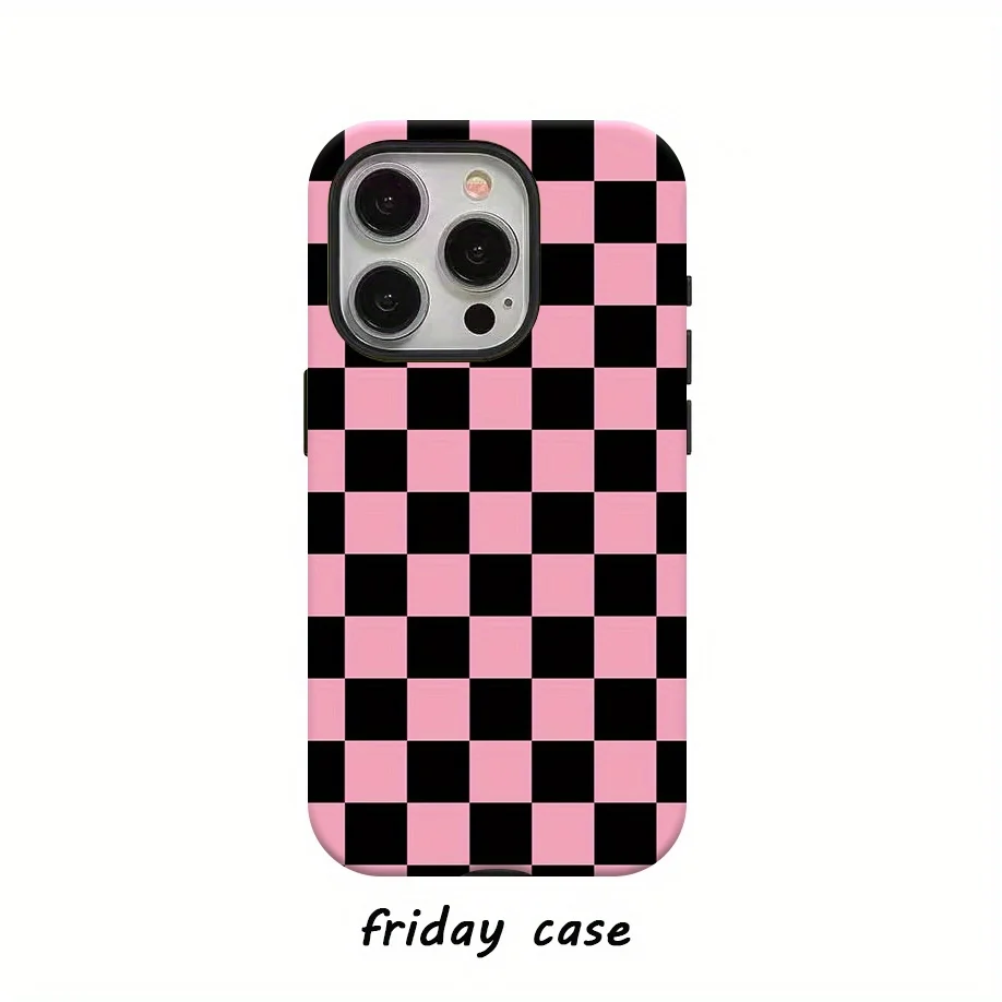 

Phone Case for iPhone 16 15 14 13 12 11 X XS XR XSMAX 7 8 Pro Max Plus Luxury Fashionable Black And Pink Double-layer Back Cover