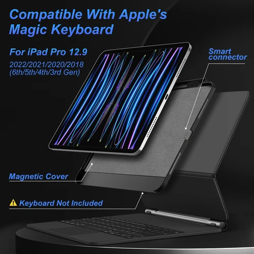 Imagen 2 del producto Funda magnética para iPad Pro 11 13 2024 M4 Air 6 Air 4/5 iPad Pro 12,9 funda Compatible con teclado mágico portalápices