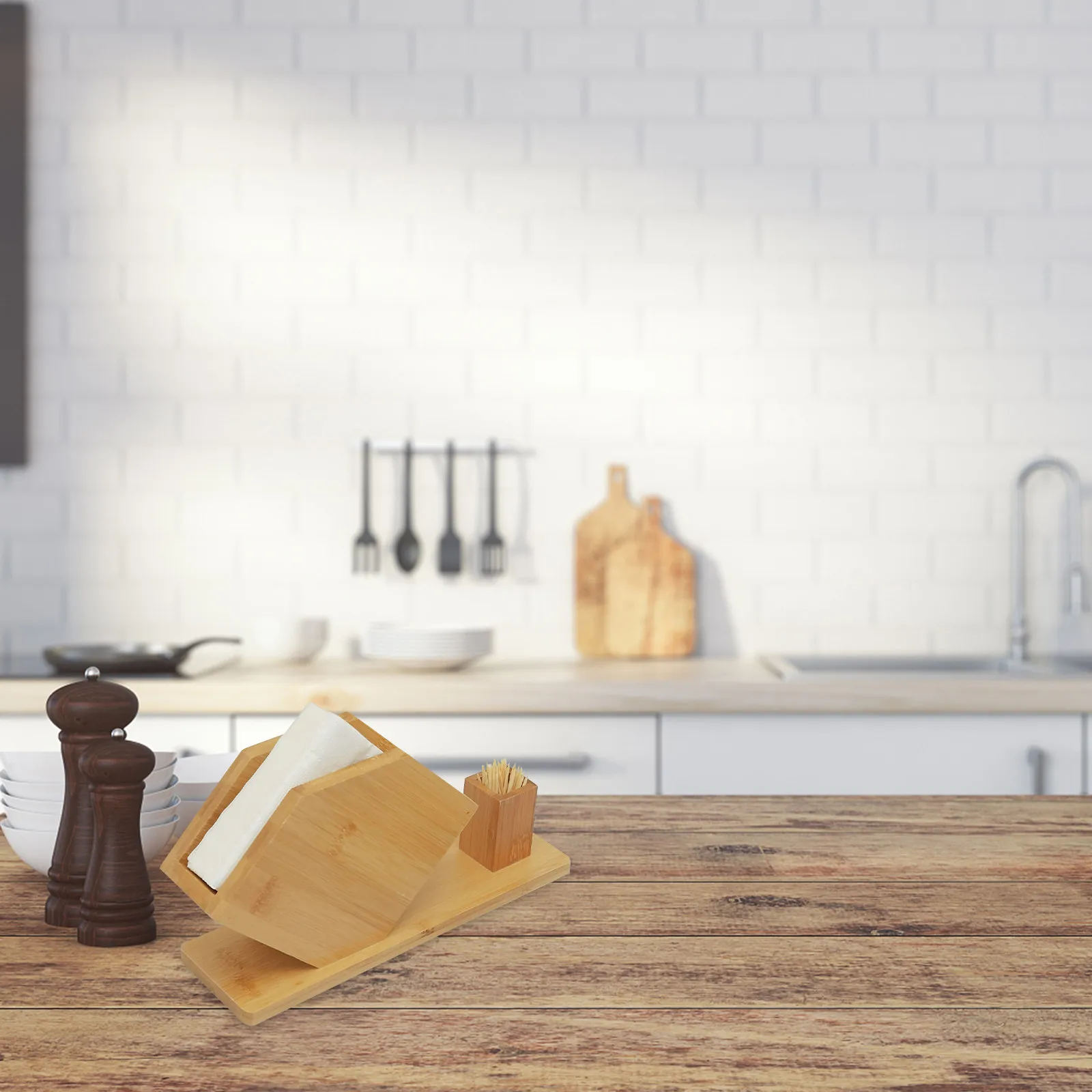 

1 шт. бамбуковая подставка для салфеток, коробка для салфеток большой вместимости, настольный бамбуковый органайзер для ресторана и отеля, декоративная подставка для салфеток