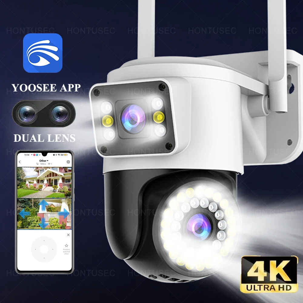 

Yoosee 4K 8MP Dual Lens Dual Screens Color Night Vision Auto Tracking Two Way Audio Outdoor Waterproof Security Camera System