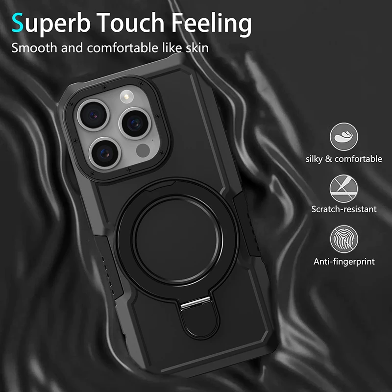 Case for iPhone 11 Pro Max Armor Phone Cover with Rotated Ring Stand for iPhone XR XS Max SE2020 7 8 14 15 Plus
