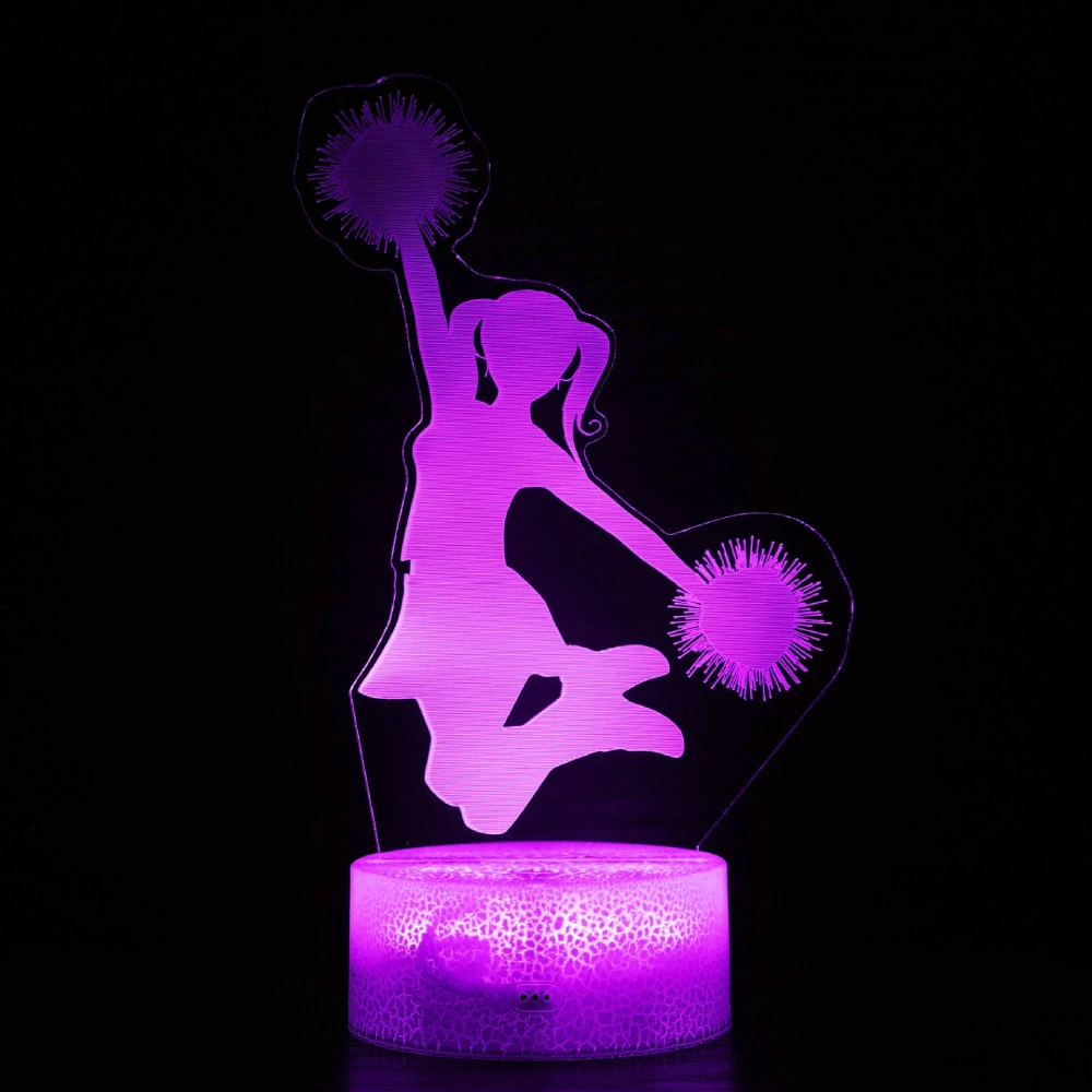 Nighdn Cheerleader Dance Night Lamp LED Night Light 7 Color Changing  Optical Illusion Lamp Christmas Birthday Gift for Girls