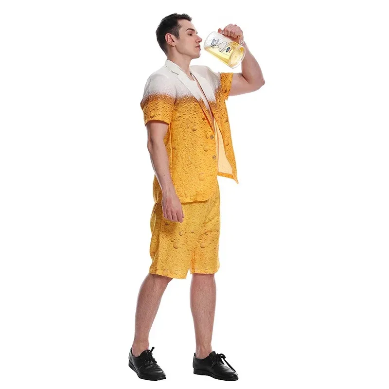 Q156Oktoberfest تأثيري حلي للرجال النساء البافارية يتوهم وتتسابق الكبار ثلاثية الأبعاد مطبوعة الأصفر البيرة دعوى لعب الأدوار كوس