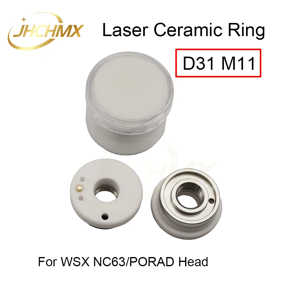 JHCHMX ไฟเบอร์เลเซอร์เซรามิคแหวน WSX WTC-08 D31 M11 PORAD หัวฉีด D41 M11 สำหรับ WSX NC63 หัวตัด PORAD เครื่อง