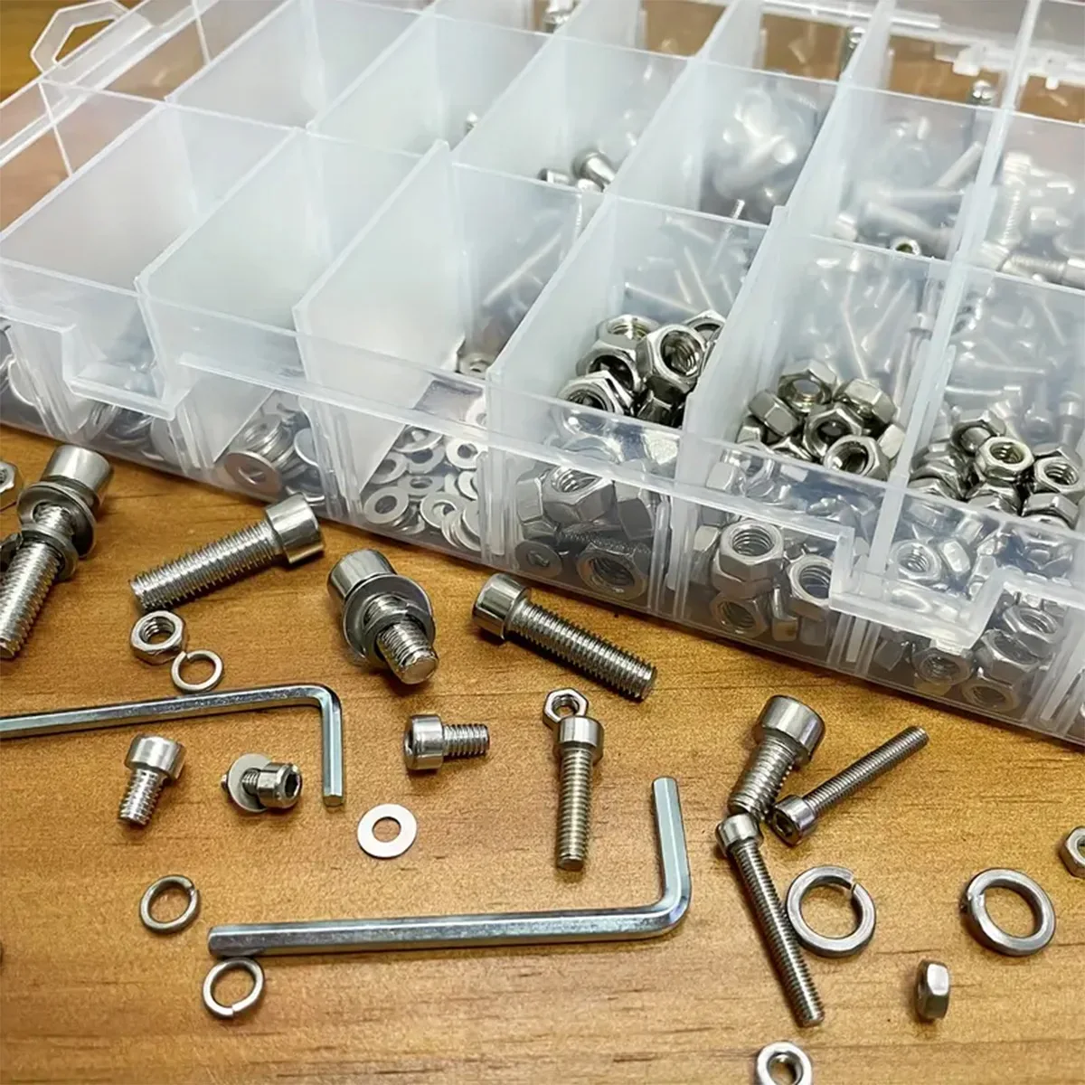 840pcs Stainless Steel Bolts, Screws, Nuts, Spring Washers, Flat Washers, Socket Head Screws, Locking Screws, Nuts