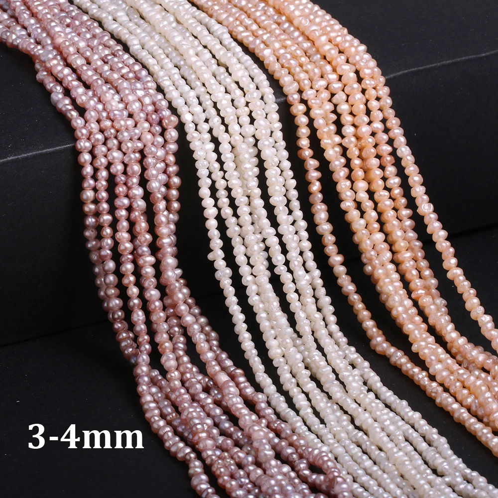 

3-4mm White Pink Purple Natural Freshwater Pearls Potato Shape Spacer Beads for Jewelry Making DIY Necklace Bracelet Accessories