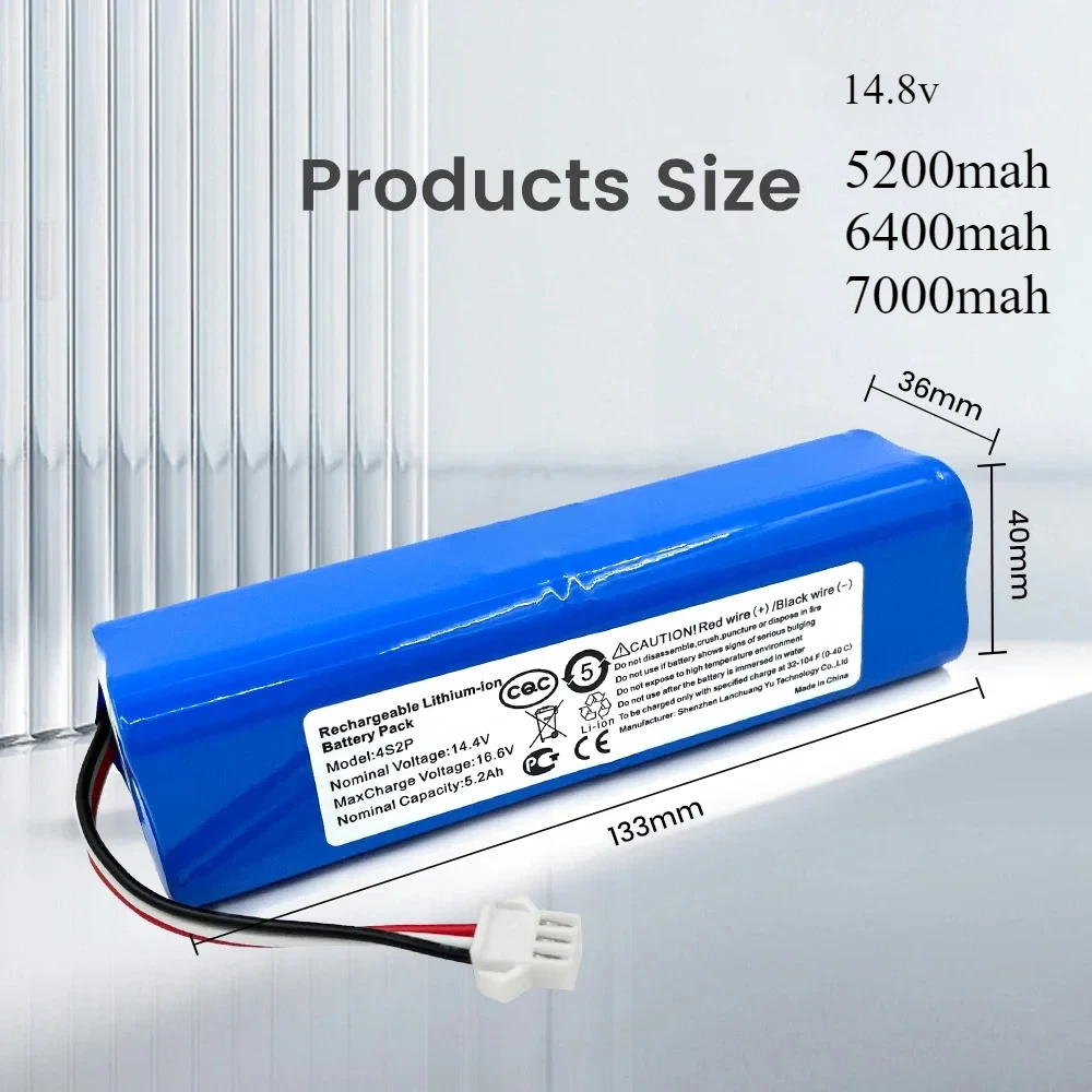 . For Xiaomi Lydsto R1 Pro HD-STYTJ-W03 S1 YM-S1-W03 G2 Robotic Vacuum Cleaner14.8V 5200mAh H18650CH-4S2P Robot Battery