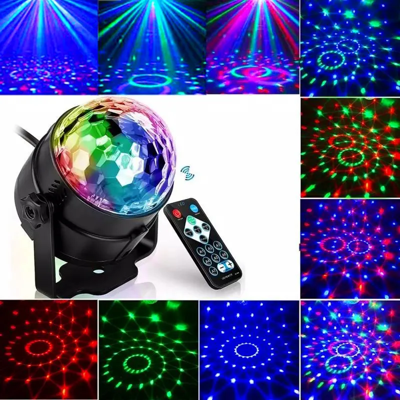 

RGB Laser Projector Lamp Sound Activated Rotating Disco Light Colorful LED Stage Light 3W DJ Party Light for Home KTV Bar Xmas