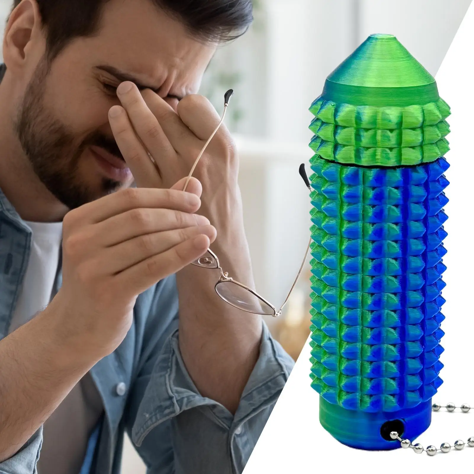 Spiky Fidget Toys Kids 3D Printed Spiky Fidget Keychain Calming Tools Stocking Stuffers for Toddler Children Men Women Travel