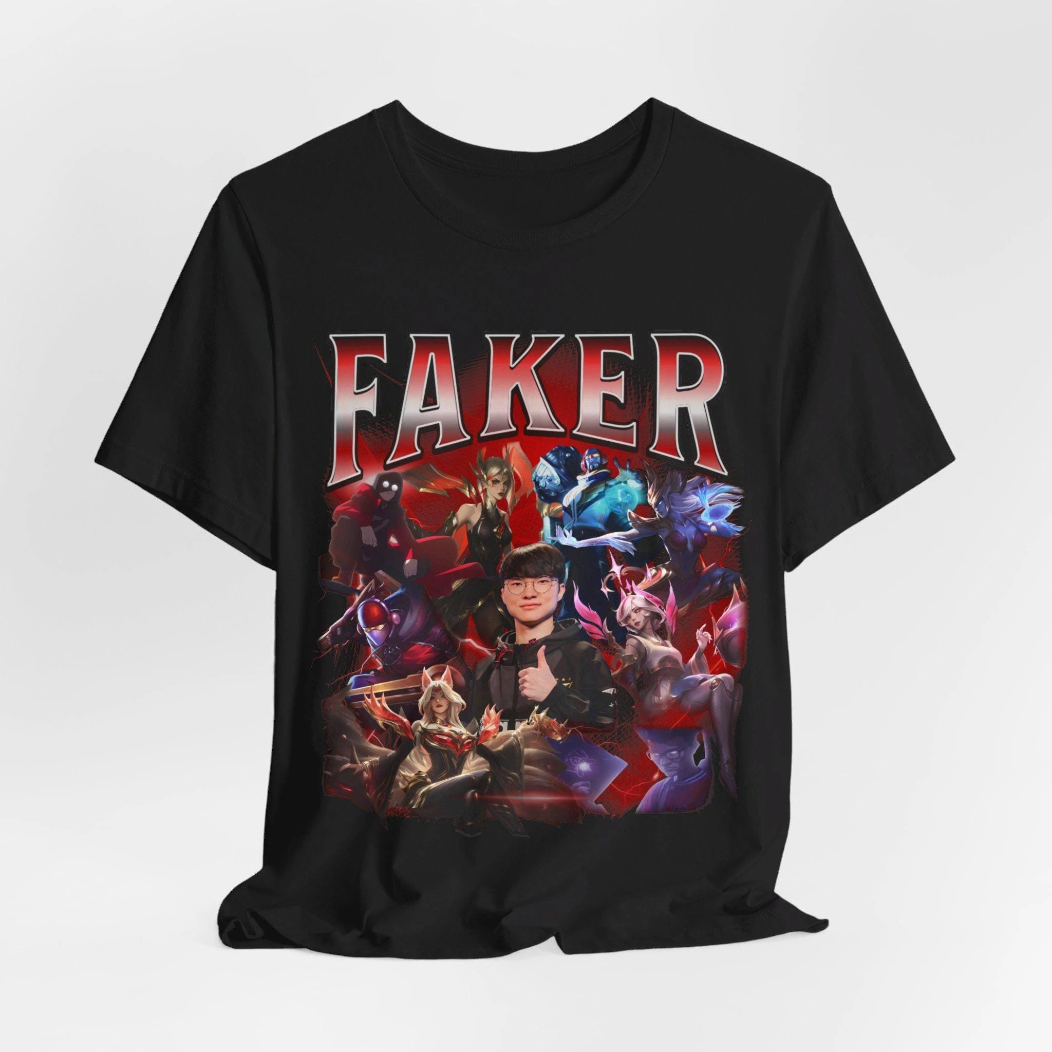 Camiseta Retro Lol Faker para hombre, Camiseta de algodón con gráfico Harajuku, cómoda camiseta de manga corta con cuello redondo, Top Street Unseix para fanáticos