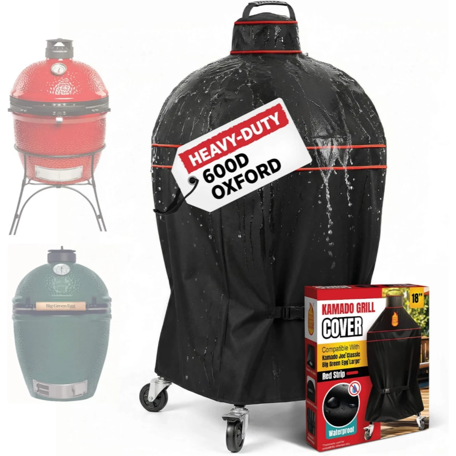 600D Oxford cloth BBQ Grill Cover for Large Big Green Egg Waterproof Ceramic Grill Cover Heavy Duty Ventilated Protective Covers