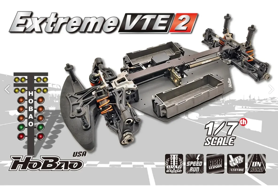 Original HOBAO 1/7 Extreme VTE2 V1 On-Road Electric 80% ARR CNC 7075 Speed Run RC Touring Car