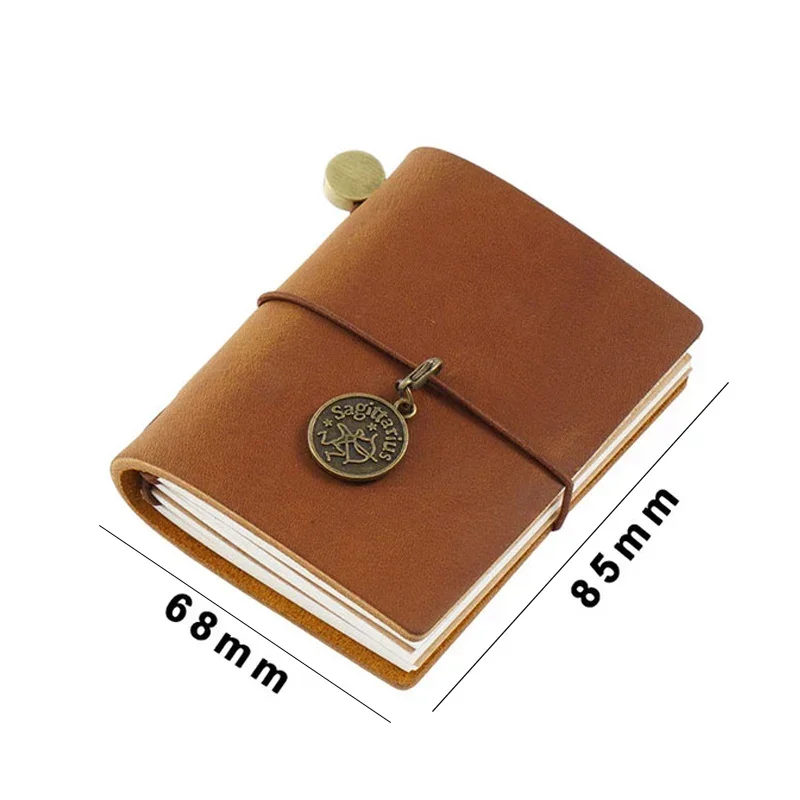 Fromthenon Traveler\'s Notebook Mini Loose-leaf Notebook Top Layer Leather Pocket Planner Notebooks for Students Stationery