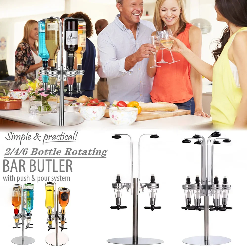 2-6 Bottle Rotating Liquor Dispenser, Bar Special Whisky Wine Rack, Cocktail Wine Decanator, Home Alcoholic Sodastreem Dispenser