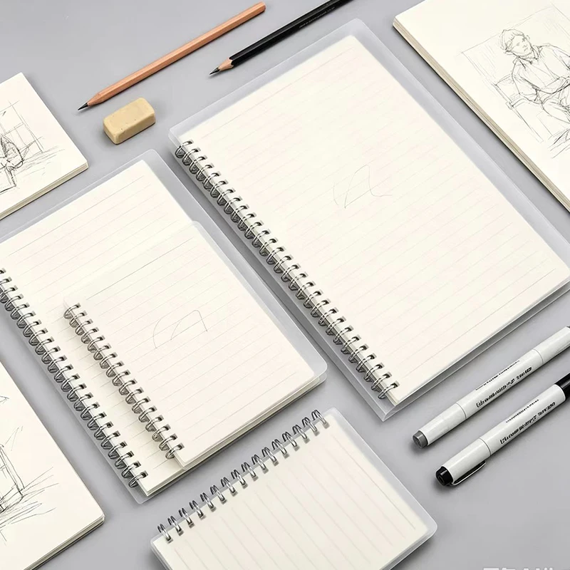 A notebook with a side flip coil cover and horizontal lines, thick paper, smooth writing, suitable for daily and school use