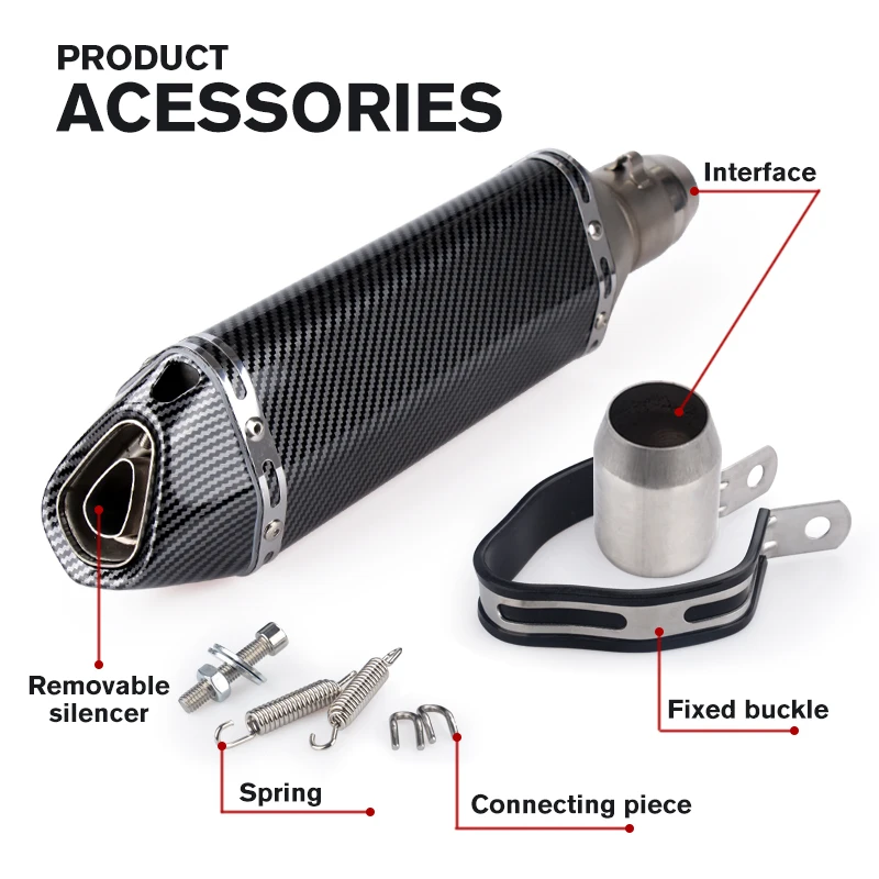 51mm Universal Accessories Motorcycle Exhaust Pipe Modified Muffler Pipe MOTO Off-road Vehicle Loud Domineering Handsome