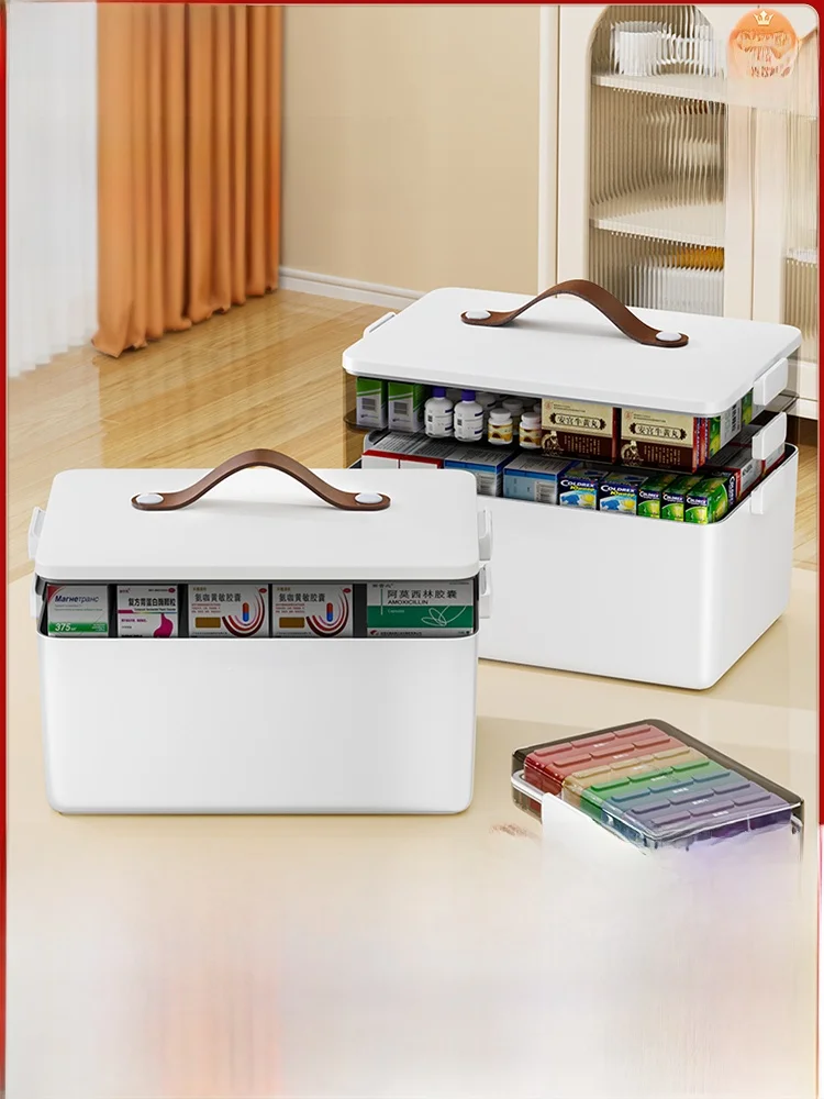 

Extra Large Capaci Medical First Aid Kit Home Use Medicine Box Layered Storage Organizer Plastic Material Fly Health Care