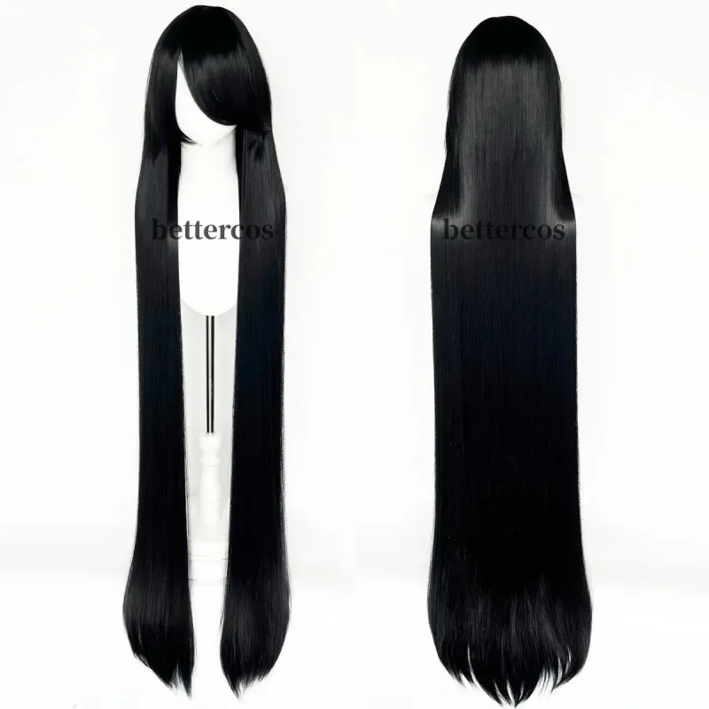 

New150cm Straight Super Long Anime Cosplay Wig With Bangs Synthetic Hair Silvery white Black Red White Wigs2025
