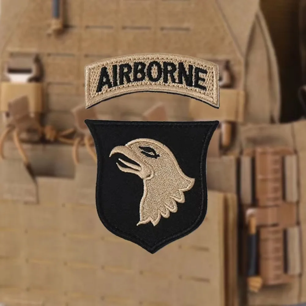2 قطعة/المجموعة الولايات المتحدة 101st قسم المحمولة جوا شارة المطرزة هوك وحلقة التصحيح التصحيح التكتيكي