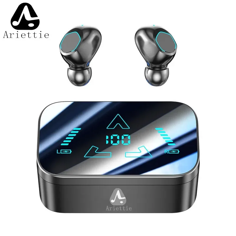 Original Ariettie M48 Drahtlose Ohrhörer Bluetooth Headset Lade Kopfhörer In-Ear Led-anzeige Kopfhörer Sport Mit Mic Pods