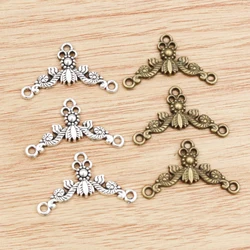 30pcs 26x15mm Antique Silver Plated Bronze Plated Flower Style Connector Handmade Charms Pendant:DIY for bracelet necklace