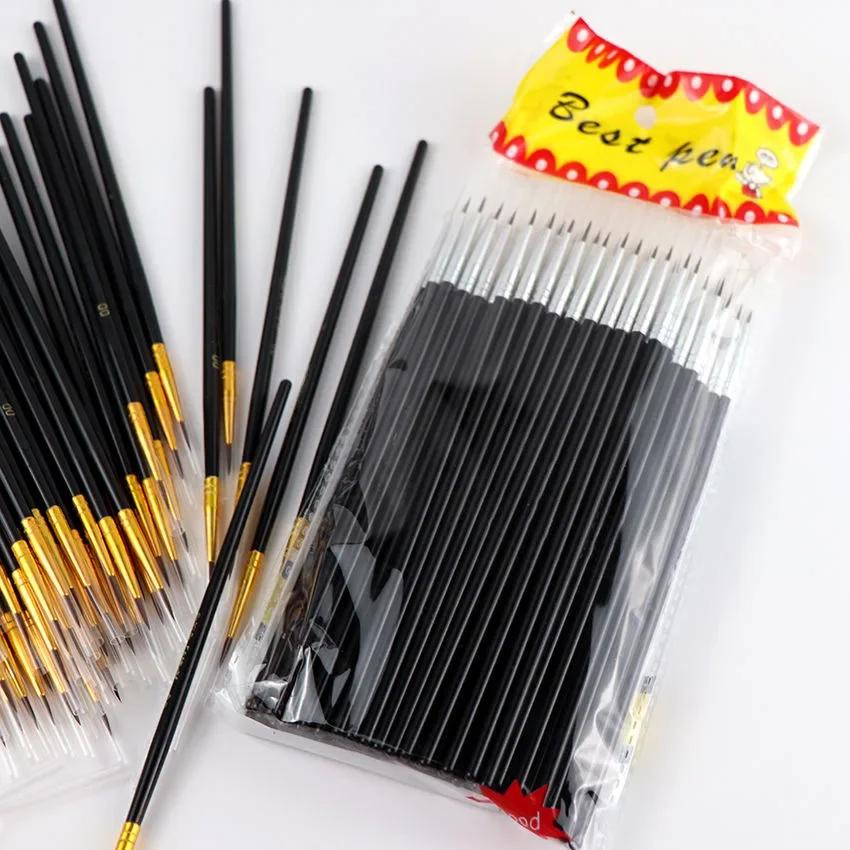 20Pcs Makeup Drawing Pen Nail Art Brush Fine Hand Painted Thin Hook Line Pen Nylon Brush Acrylic Painting Pen Nail Art Supplies