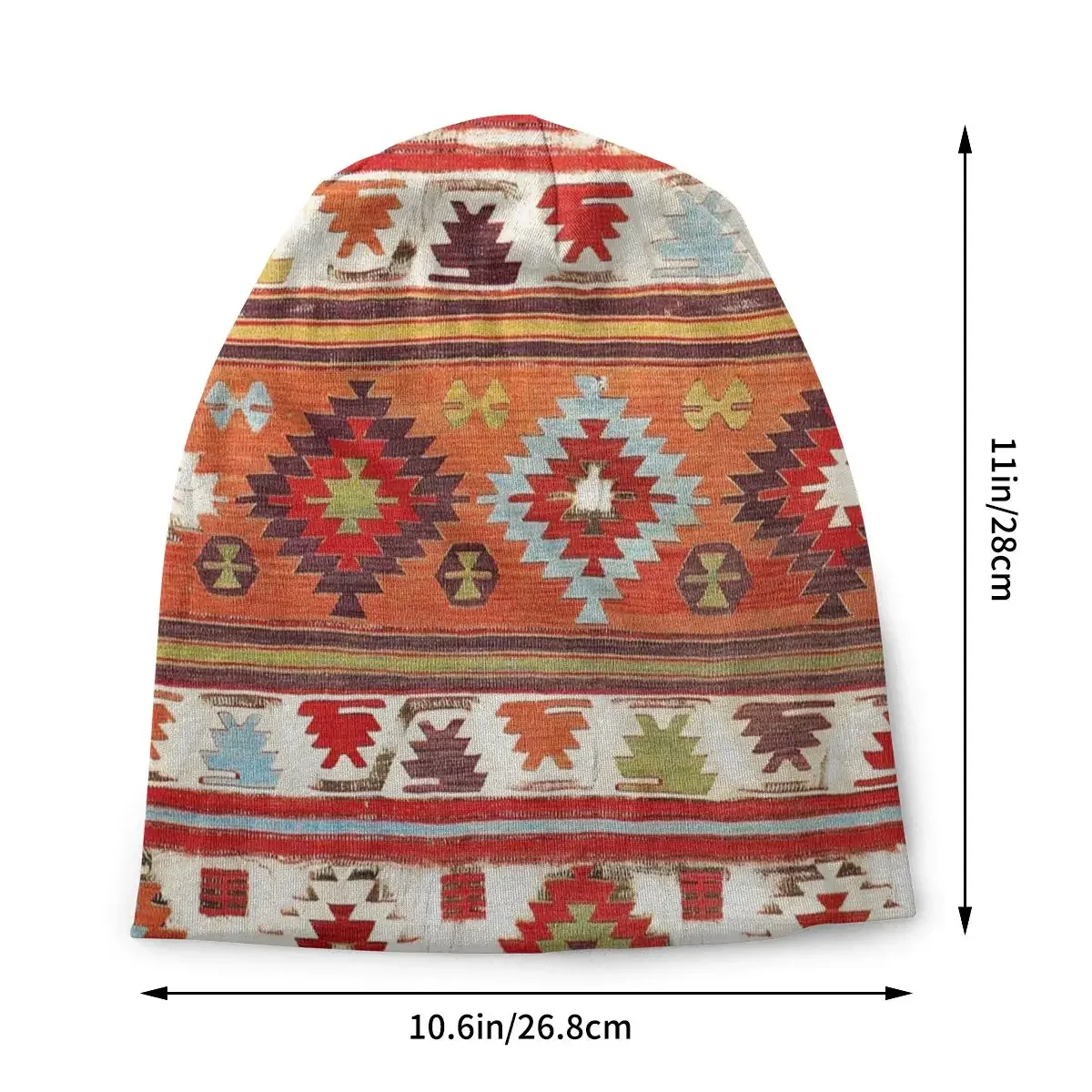 Konya Central Anatolian Kilim Ethnic Boho Tribal Pattern Cap Ski Skullies Beanies Hat Female Adult Multifunction Bonnet Knit Hat