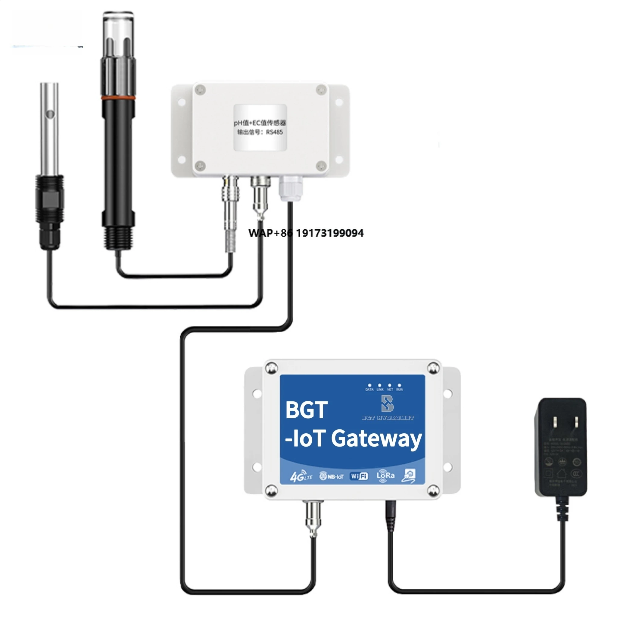 2-in-1 Water Quality Aquaculture RS485 IoT Electrode EC PH Probe Treatment Meter Digital Test Analyzer Water Detection Sensor