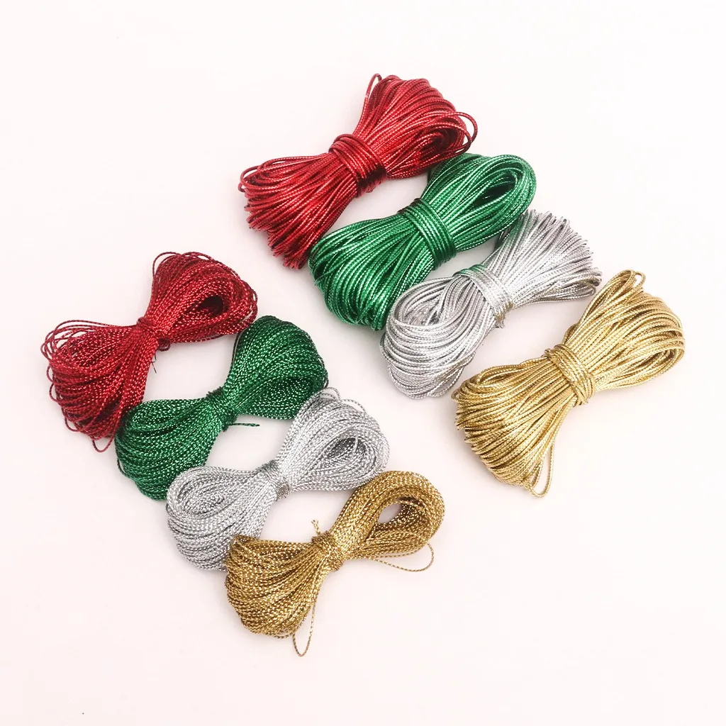 20 Yards 0.8/1.5cm Glitter Braided Christmas Decoration Rope Nylon Cord Thread String Rope for DIY Xmas Crafts Gift Wrapping