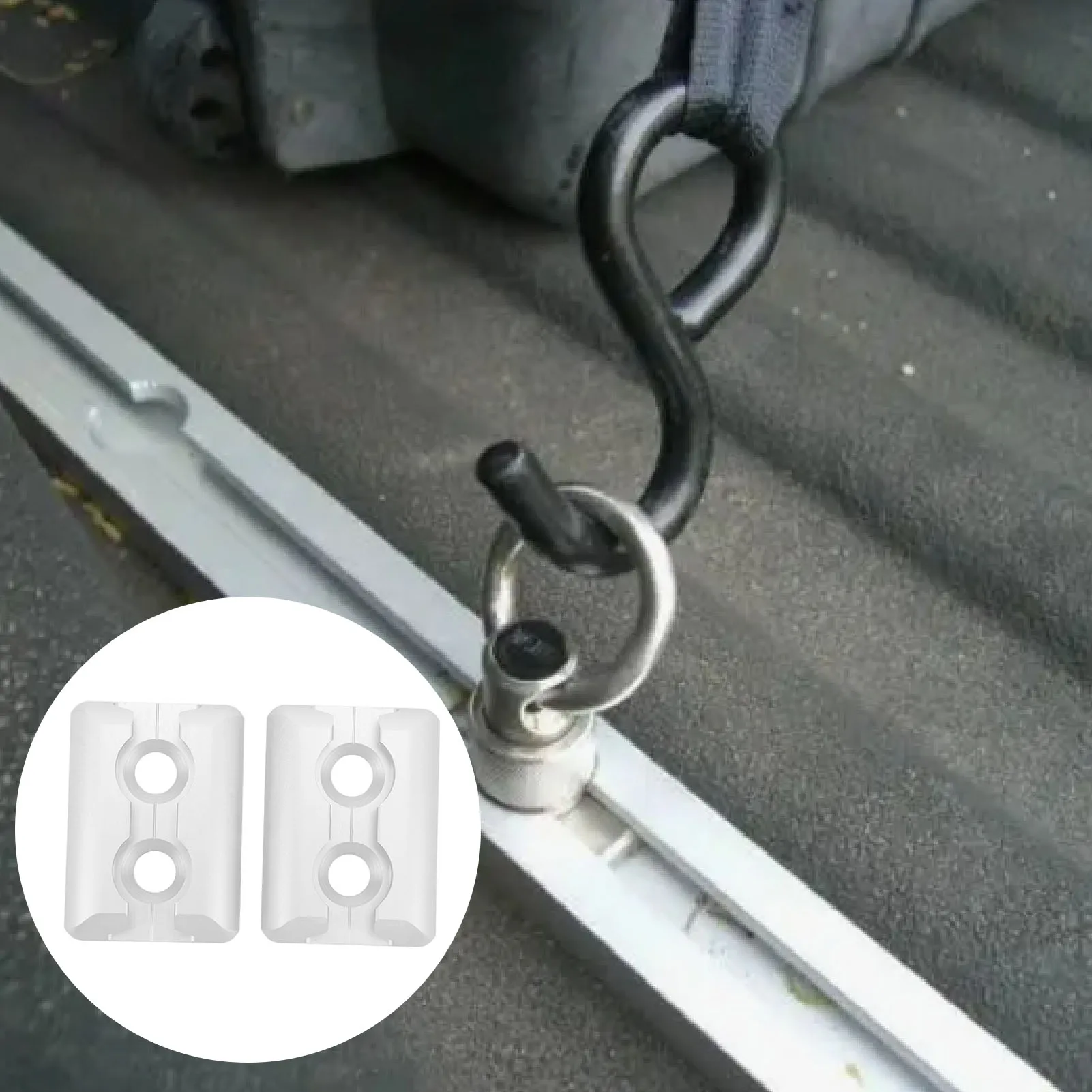 Pair of L Track Anchor Points Aluminium Alloy Square Tie Down Anchor Point for Airplane Motorhomes Ambulances Etc