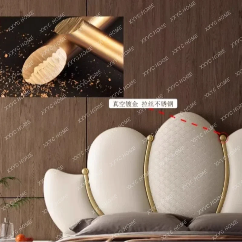 رائجة البيع اللوح الأمامي الحديث سرير مزدوج الملك الحجم الإطار الملكة سرير جلدي كامل التوأم مضاءة أثاث غرفة نوم خشبية فاخرة