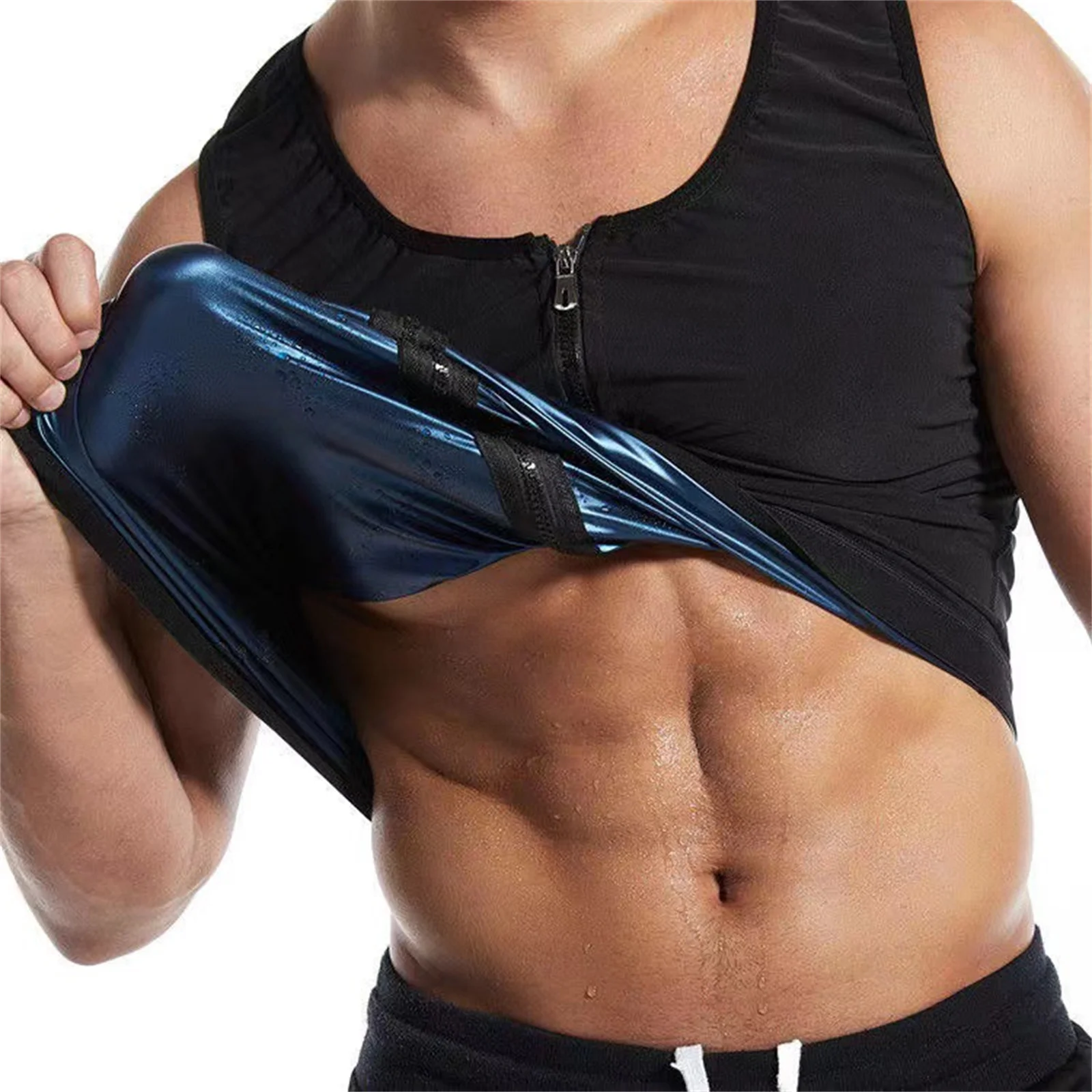 1pcs Sauna Sweat Suits Shirt Vest Waist Trainer for Men Compression Workout Shapewear Excersize Gym Clothes Working Out