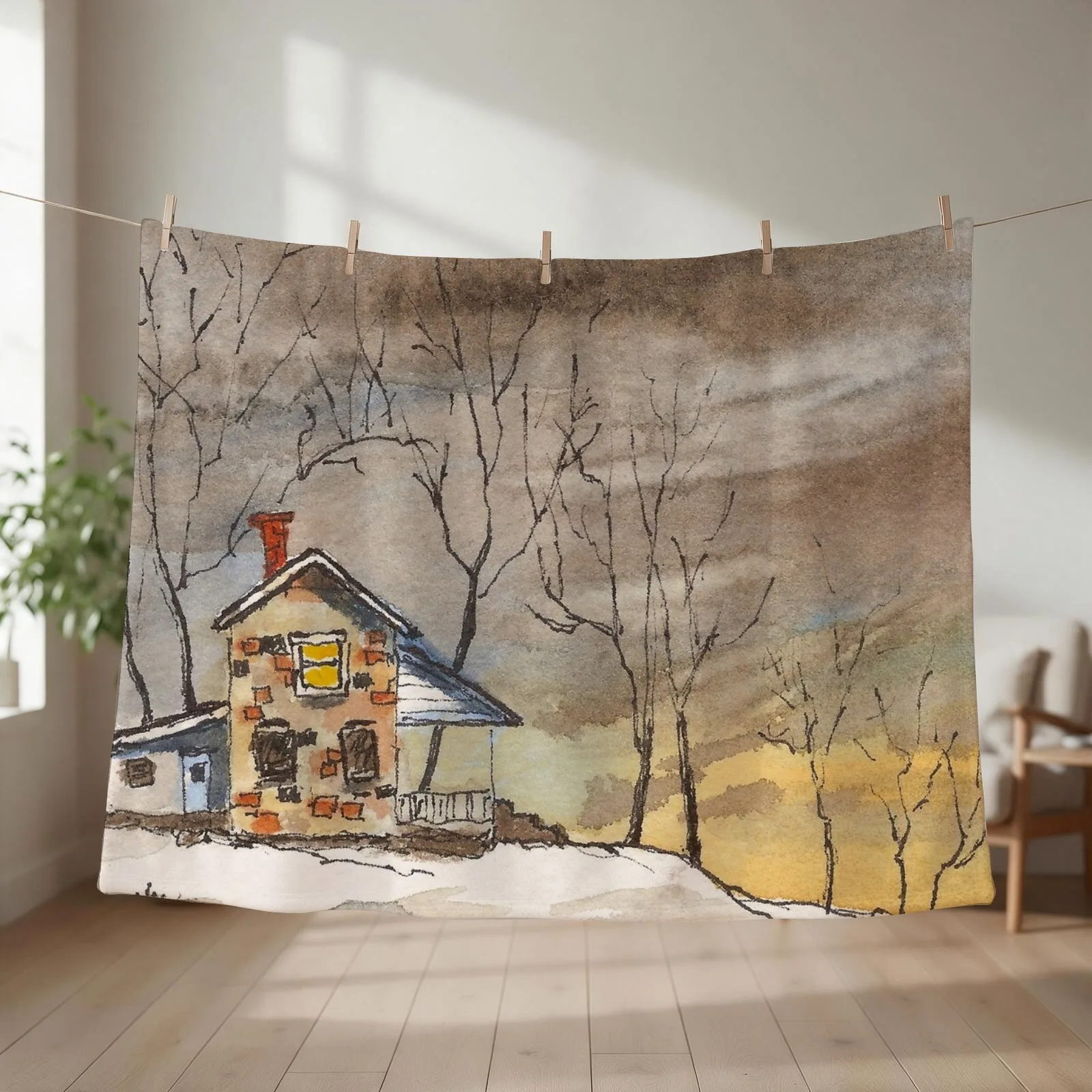 Brown Brick House Throw Blanket couch cozy soft plush fuzzy picnic outdoor blanket