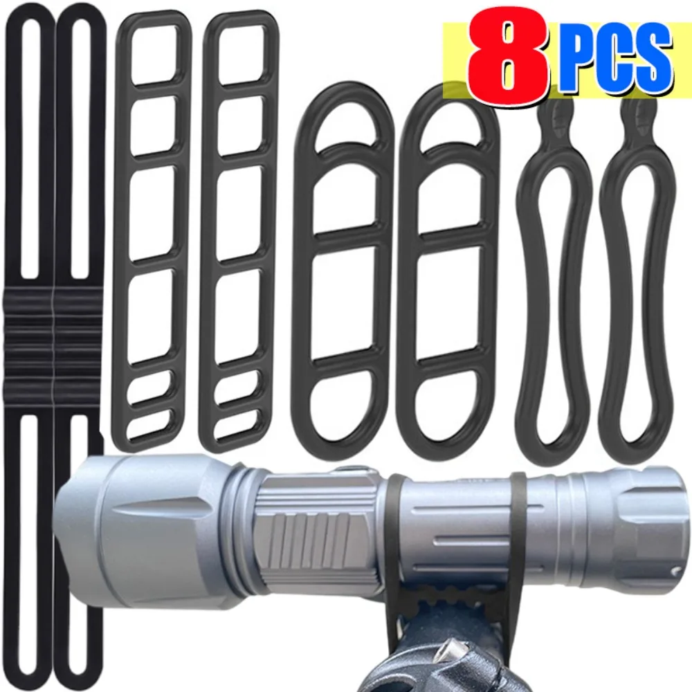 

4/8PCS Universal Bike Silicone Mount Straps Set Anti Slip Rubber Bands for Bicycle Headlight Taillight GPS Phone Holder