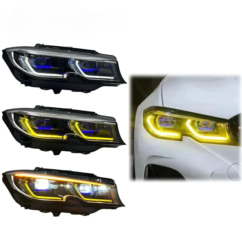 

1pair Laser Headlight for BMW 3 Series G20 G28 19-22 Head Lights for 330 M340i Yellow & White Switch Headlights Plug and Play