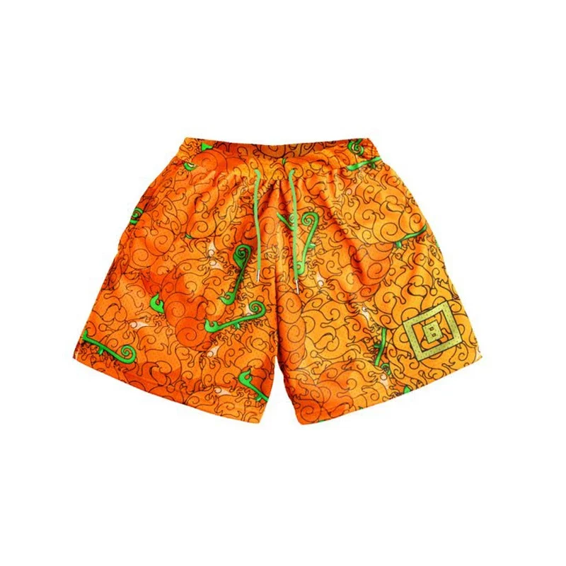 Shorts esportivos anime Luffy secagem rápida masculino, fundo de praia, treino de treino, calça de ginástica fitness, verão 1 pc