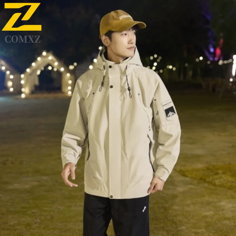 

2025 Новая куртка для пар, модная универсальная ветрозащитная водонепроницаемая дышащая куртка с капюшоном, уличная куртка для кемпинга и пешего туризма