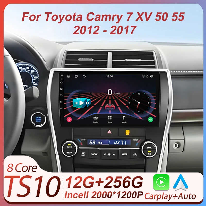

Car Stereo Android Auto For Toyota Camry 7 XV 50 55 2012 - 2017 Touch Screen Navigation GPS Carplay Autoradio 8 Core DSP BT