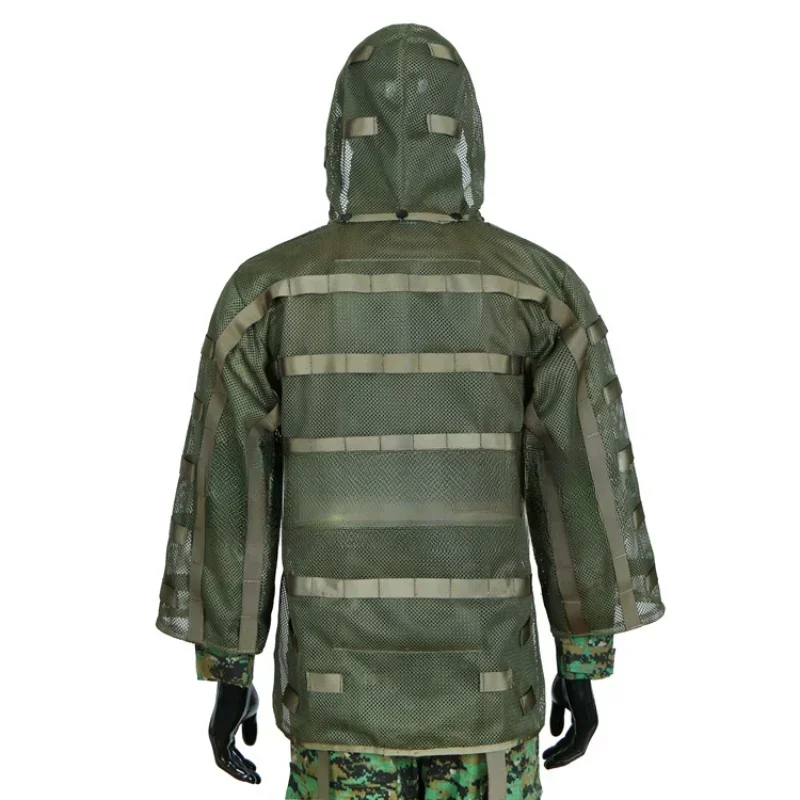 Wear-resistant nylon mesh tactical camouflage suit, Geely suit with 3L water bag pocket on the back