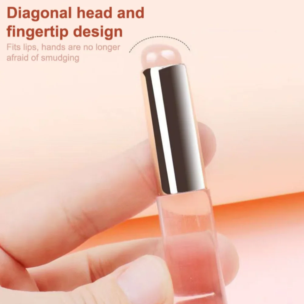 Round Head Silicone Lip Brush with Cover No Broken Lipstick Brush Angled Concealer Brush Lip Gloss Upgrade