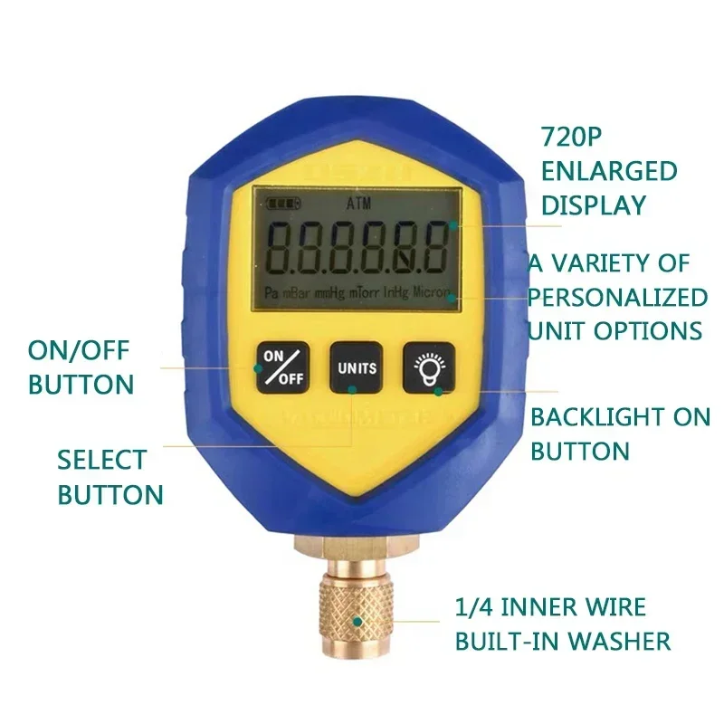 VG-89 Digital Vacuum Gauge Digital Display Electronic High-Precision Pressure Counting Display Vacuum Gauge