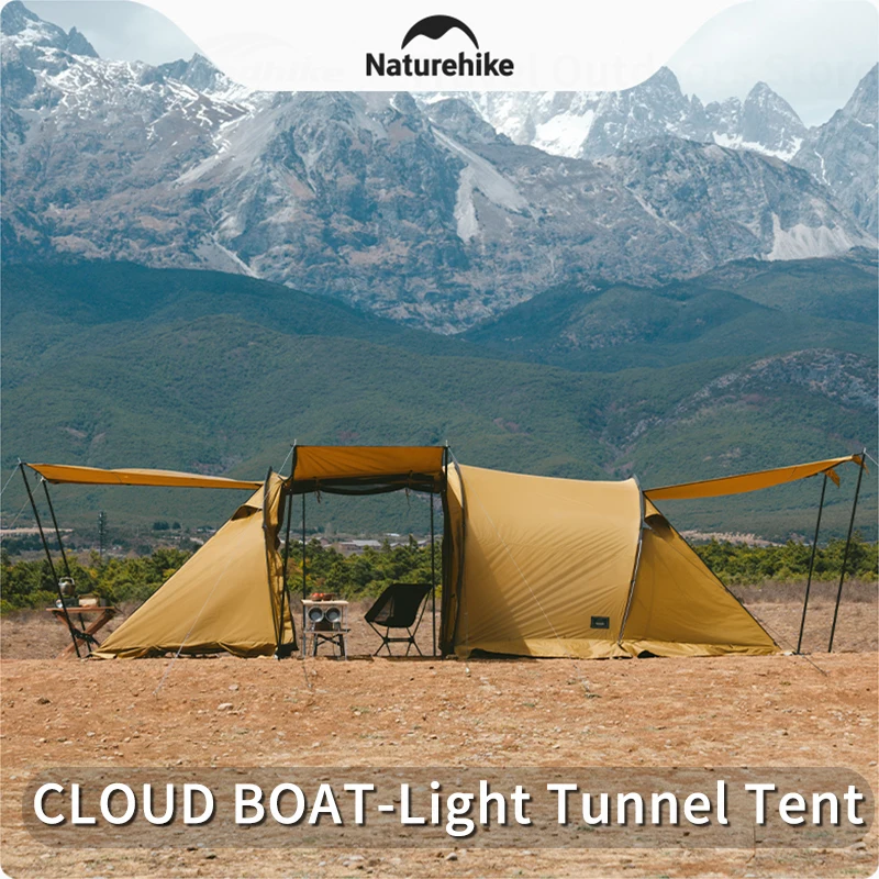 

Naturehike CLOUD BOAT Light Tunnel Tent 50D Polyester 1Room 1Living Outdoor 4Season 14㎡ 2Door Camping Tent With Skirt Waterproof