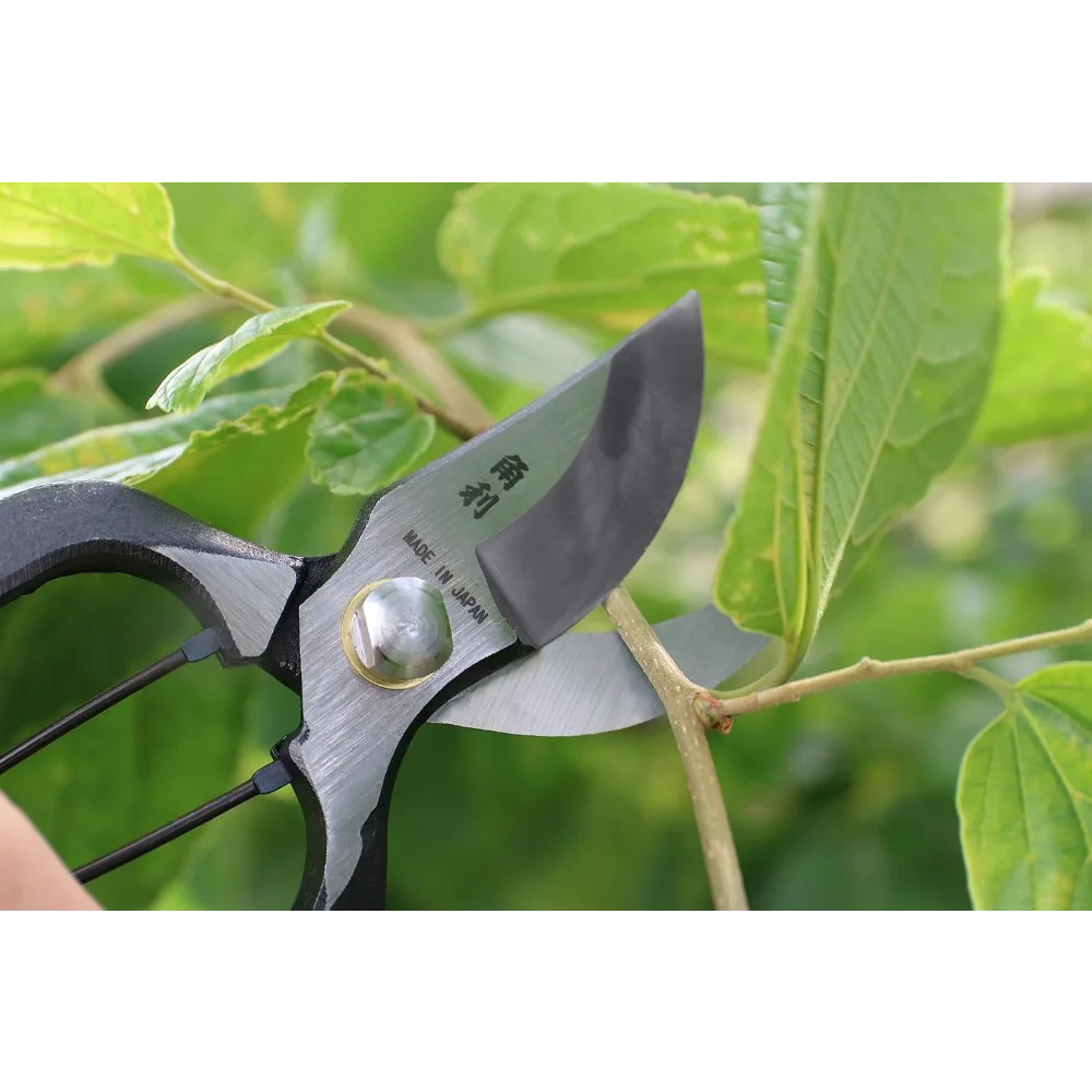 Tijeras de podar de 8" - Podadoras de derivación de alta resistencia, acero al carbono forjado a mano, fabricadas en Japón con funda de cuero, negro