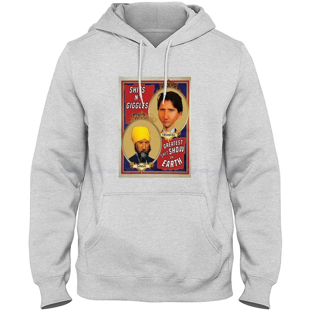 Trudeau And Singh Circus-Political 100% Cotton Hoodie T Shirt Trudeau Meme Coalition Government Jagmeet Singh Cartoon Canadian