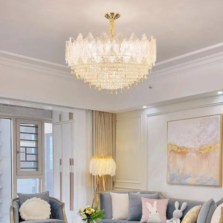 

New French atmospheric high-end cream restaurant lamp modern light luxury crystal chandelier lamps chandeliers