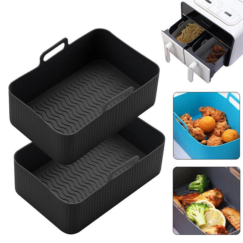 

Silicone Air Fryer Oven Mat Kitchen Baking Tray Fried Chicken Basket Pizza Air Fryer Pad Grill Pan Silicone Pot Accessories