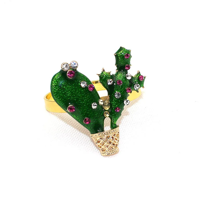12PCS High Quality Cactus Simulation Napkin Ring, Green Napkin Buckle, Alloy, New Table decoration & accessories